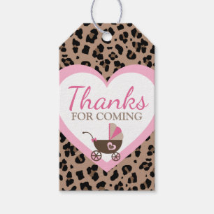 Leopard & Pink Baby Shower Thanks For Coming Gift Tags