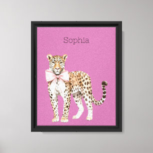 Leopard Pink Bow Background Canvas Print