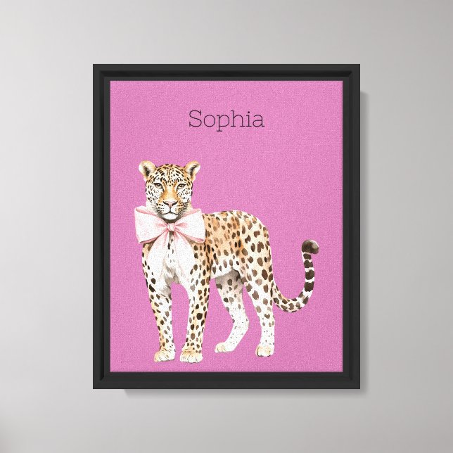 Leopard Pink Bow Background  Canvas Print (Front)
