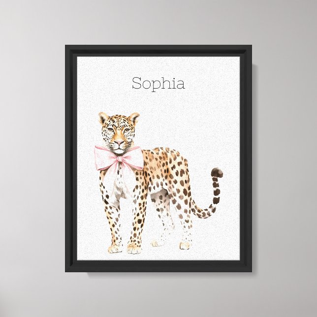 Leopard Pink Bow   Canvas Print (Front)