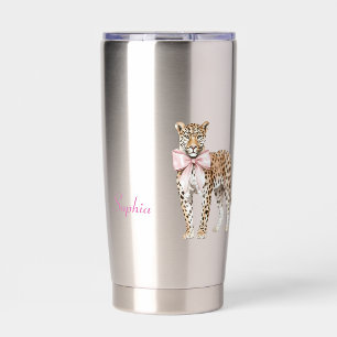 Leopard Pink Bow Insulated Tumbler