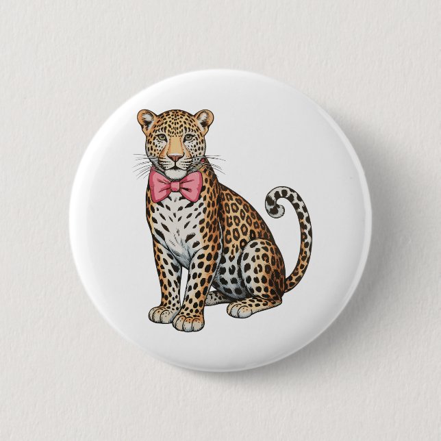 Leopard Pink Coquette Bow Girly Sublimation Art Button (Front)