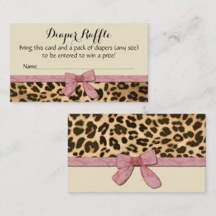 Leopard Pink Girl Baby Shower Diaper Raffle Card