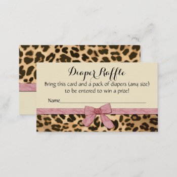 Leopard Pink Girl Baby Shower Diaper Raffle Card by CustomInvites at Zazzle