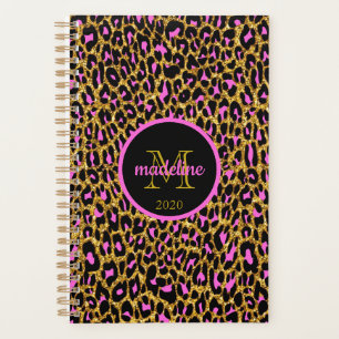 Leopard Pink Gold Sparkle Glam Girly Planner