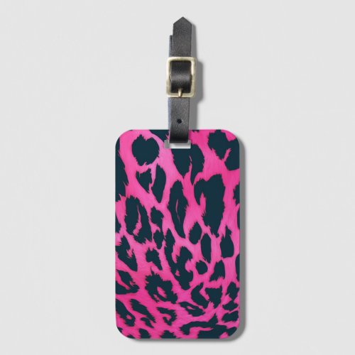 leopard pink luggage tag