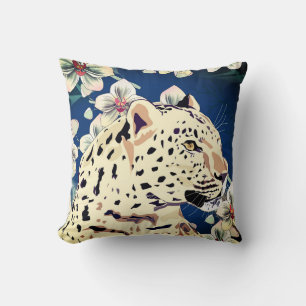 Leopard, pink Orchid Throw Pillow