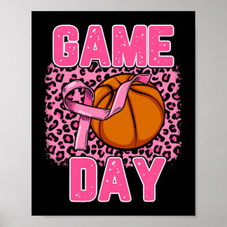 Leopard Pink Out Basket Ball Tackle Breast Cancer  Poster