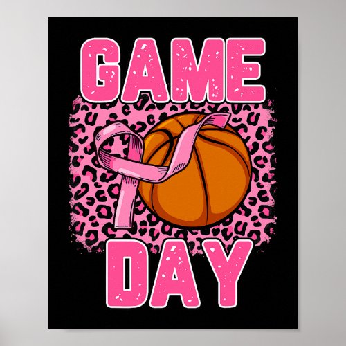 Leopard Pink Out Basket Ball Tackle Breast Cancer  Poster