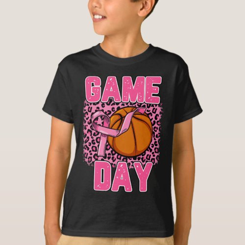 Leopard Pink Out Basket Ball Tackle Breast Cancer  T_Shirt