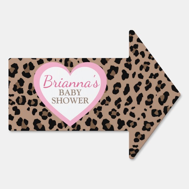 Leopard & Pink Party Direction Yard or Door Sign (Back)