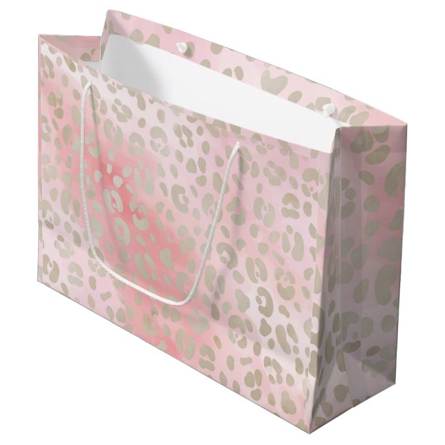 Leopard pink pattern large gift bag (Front Angled)