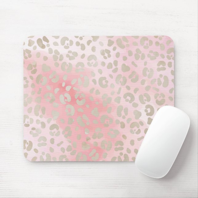 Leopard Pink Pattern Mouse Pad (With Mouse)