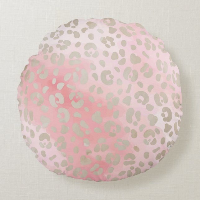 Leopard Pink Pattern Round Pillow (Front)
