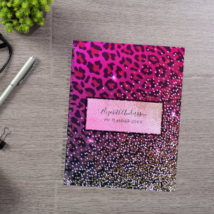 Leopard pink purple black glam girly planner