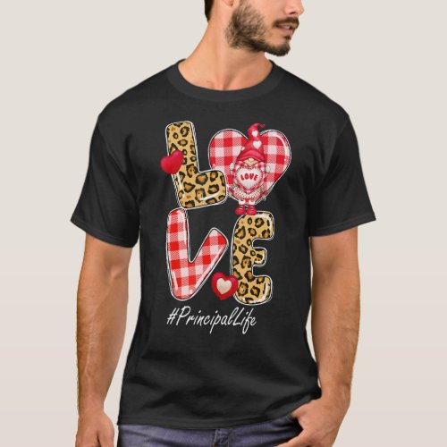 Leopard Plaid Heart Love Principal Life Gnome Vale T_Shirt