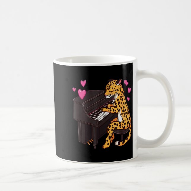 Leopard Playing Ano Valentines Day Funny Leopard  Coffee Mug (Right)