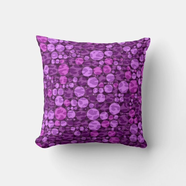 Leopard polka dots pattern | Purple and Violet Throw Pillow (Front)