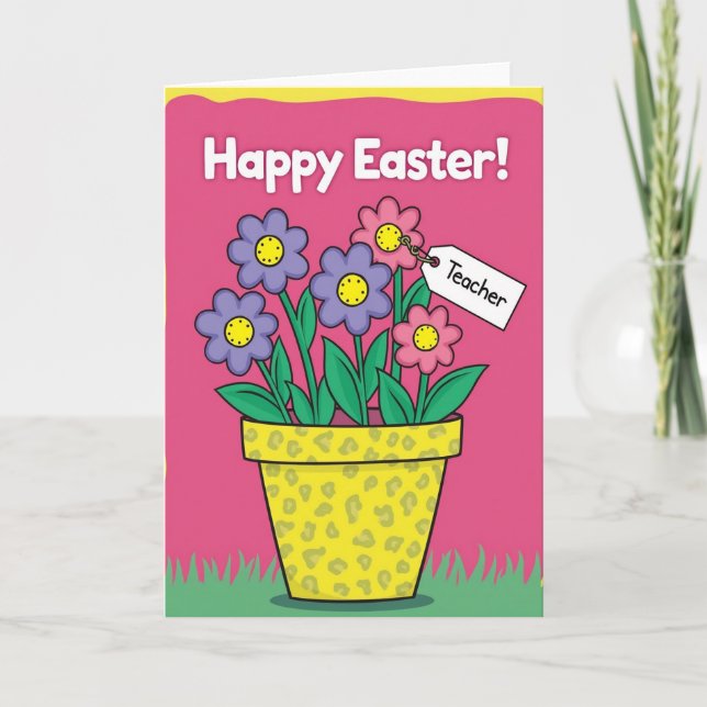 Leopard Pot Easter Teacher Card (Front)