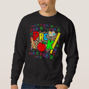 Leopard Pre K Typography Preschool Teacher Back To Sweatshirt