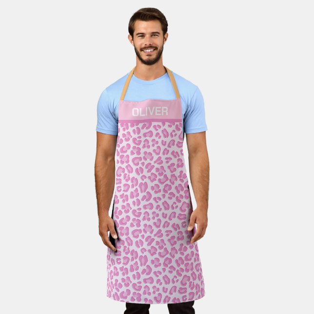 Leopard Preppy Pink Line Apron (Worn)