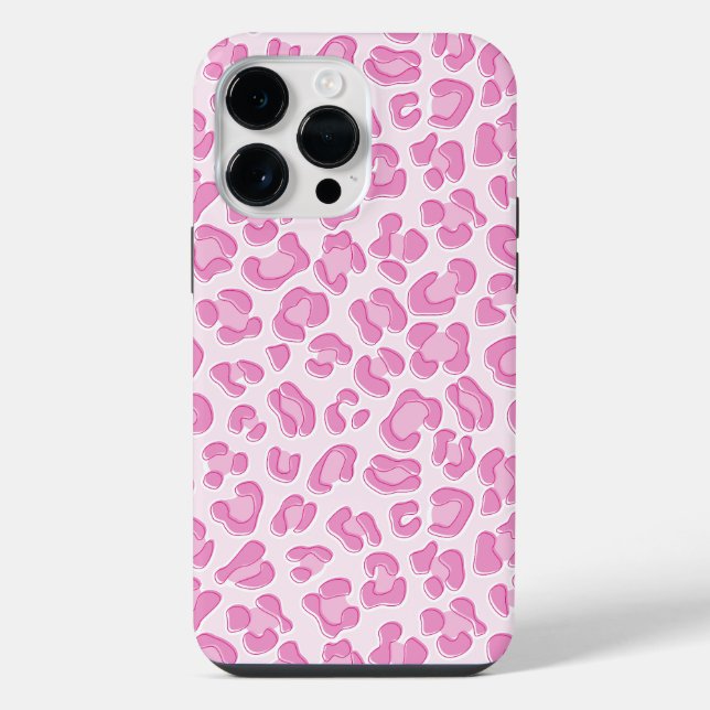 Leopard Preppy Pink Line Iphone Case (Back)