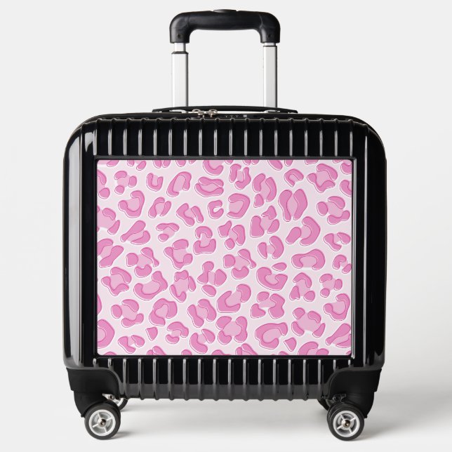 Leopard Preppy Pink Line Luggage (Front)