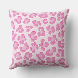 Leopard Preppy Pink Line Throw Pillow