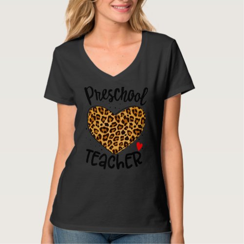 Leopard Preschool Teacher Back School Daycare Appr T_Shirt