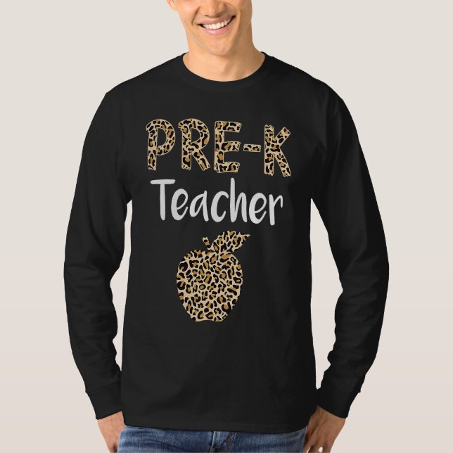 Leopard Preschool Teacher Cute Prek Back to School T-Shirt (Front)