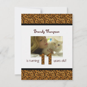 Leopard Print: 11th Birthday Invitation