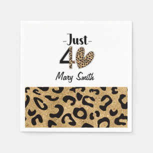 Leopard print 40th birthday Party with your name Napkins