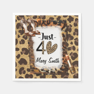 Leopard print 40th birthday Party with your name Napkins