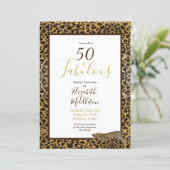 Leopard Print 50 and Fabulous Modern Birthday Invitation (Standing Front)