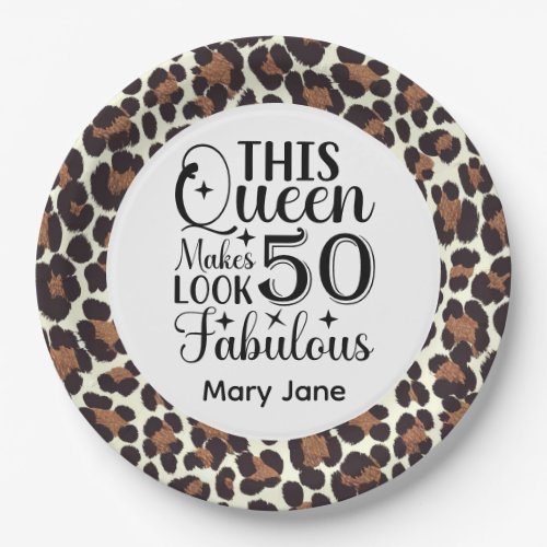 Leopard Print 50th Birthday  Paper Plates