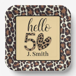 Leopard Print 50th Birthday Paper Plates - Custom