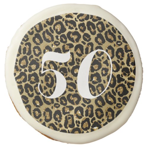 Leopard Print 50th Birthday Sugar Cookie