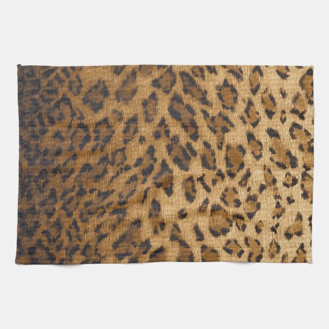 Leopard Print A monogram initials Kitchen Towel (Horizontal)