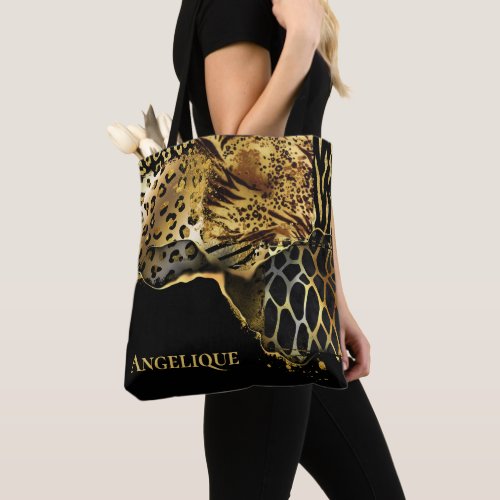 Leopard print abstract safari animal skin DIY name Tote Bag