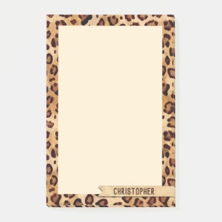 Leopard Print Add Your Name Personalized Post-it Notes