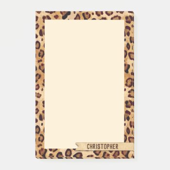 Leopard Print Add Your Name Personalized Post-it Notes by ironydesigns at Zazzle