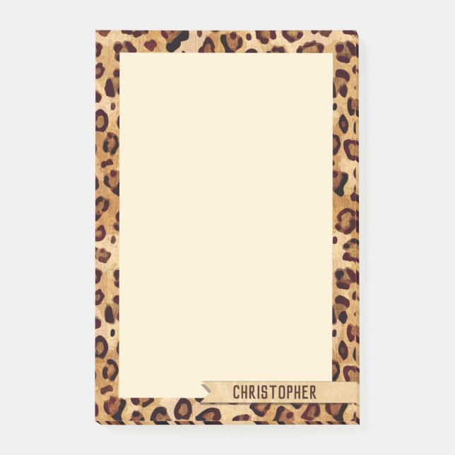 Leopard Print Add Your Name Personalized Post-it Notes (Front)