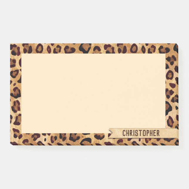 Leopard Print Add Your Name Post-it Notes (Front)