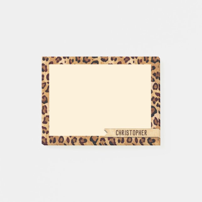 Leopard Print Add Your Name Smaller Post-it Notes (Front)