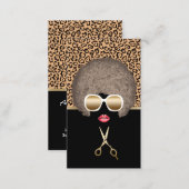 Leopard Print Afro Modern Hair & Beauty Salon Business Card (Front/Back)