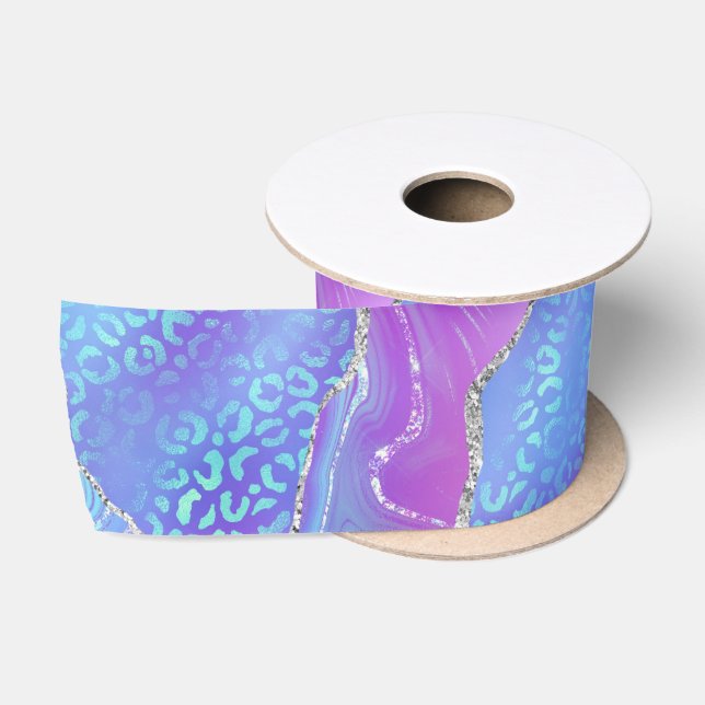 Leopard Print Agate | Glam Abstract Stone Pattern Satin Ribbon (Spool)