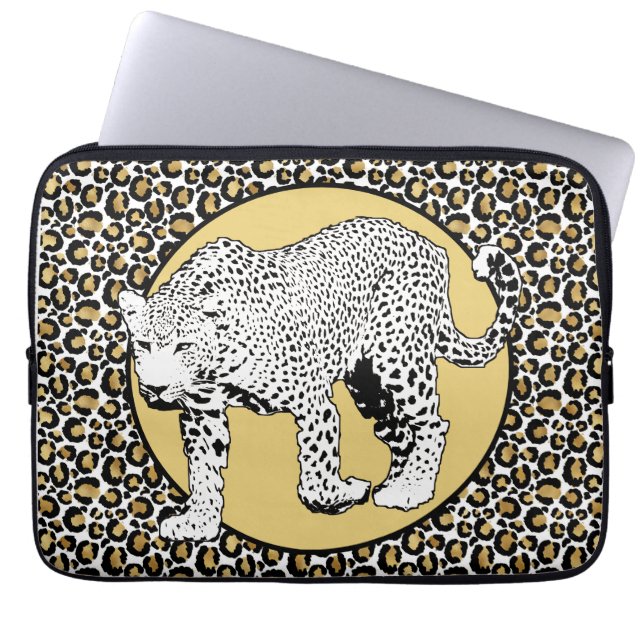Leopard print all-over design laptop sleeve (Front)