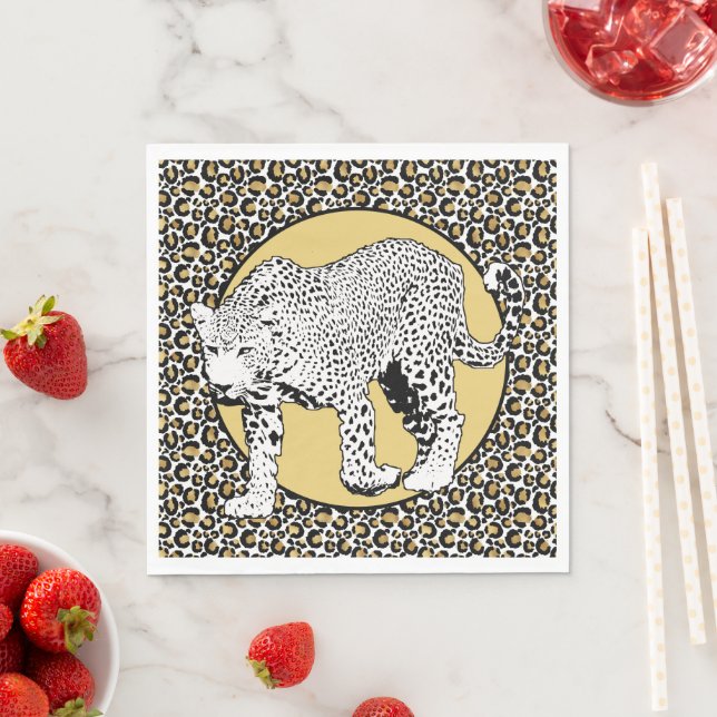 Leopard print all-over design napkins (Insitu)