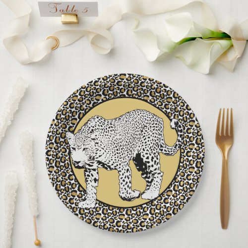 Leopard print all_over design paper plates