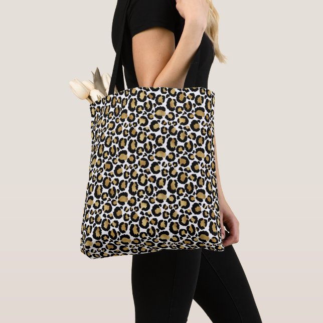 Leopard print all-over design tote bag (Close Up)